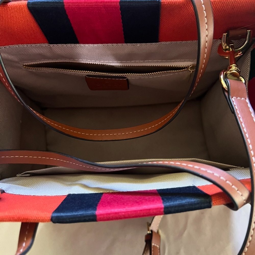 Gorgeous Orange Tote with stripe - Picture 3 of 7